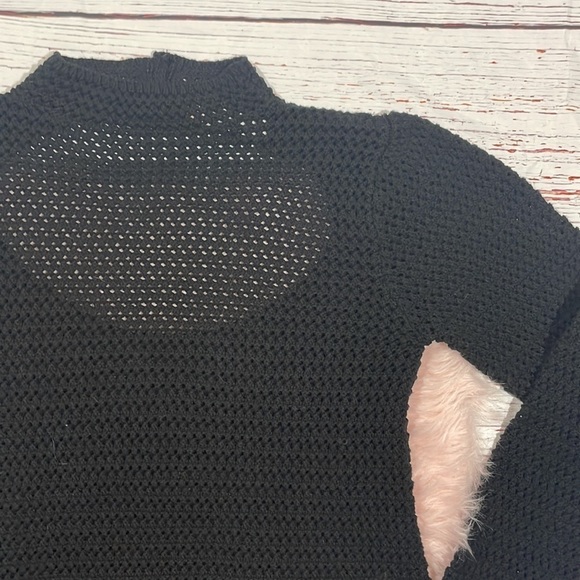 Free People FP Beach Bader Fauxchet Sweater Mini Dress Tunic in Black Size M - Picture 7 of 12